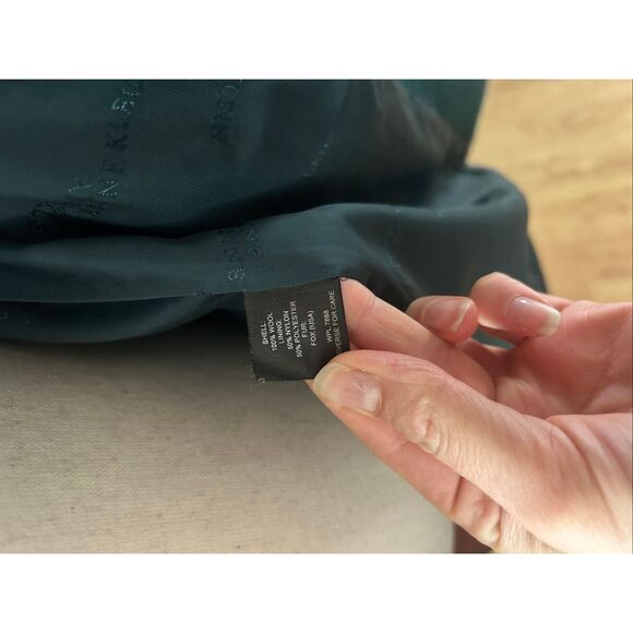 Anne Klein deep green wool coat with fox fur hood 100% wool & real fox fur sz L - Picture 3 of 9